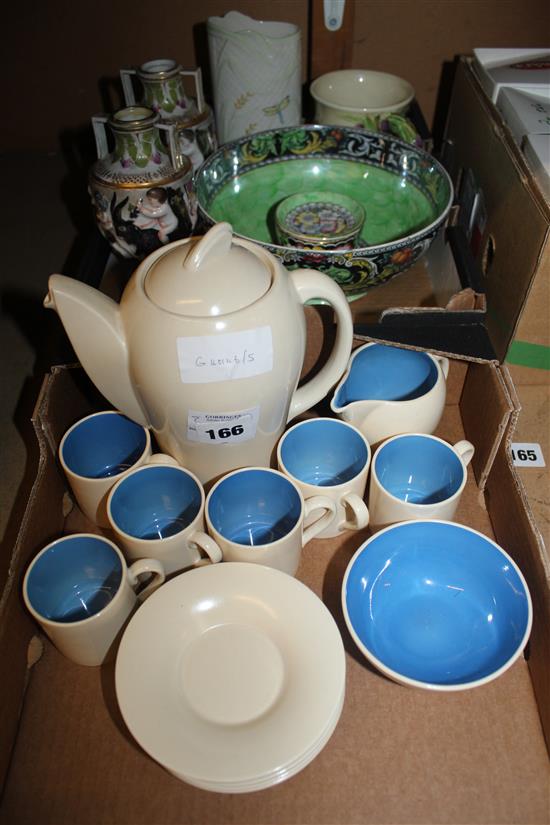 Susie Cooper coffee set, pr vases etc